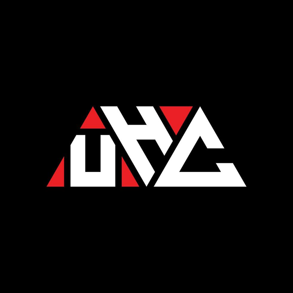 UHC triangle letter logo design with triangle shape. UHC triangle logo design monogram. UHC triangle vector logo template with red color. UHC triangular logo Simple, Elegant, and Luxurious Logo. UHC
