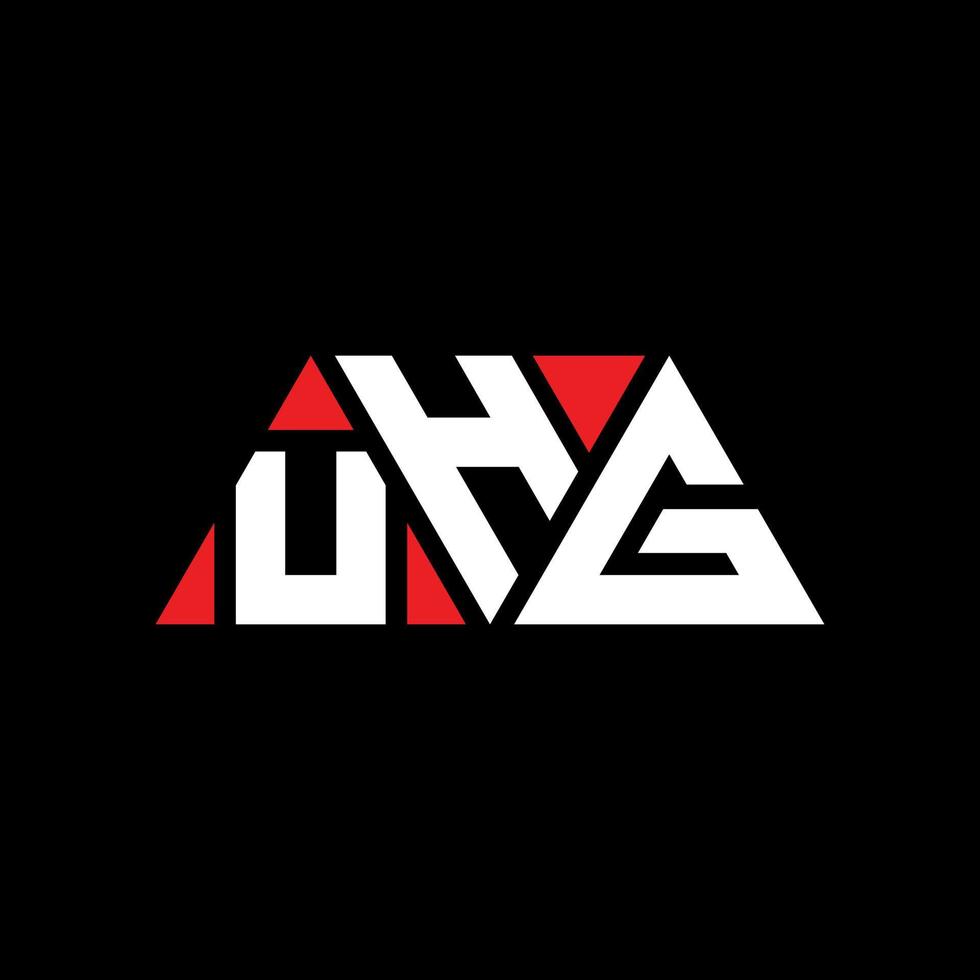 UHG triangle letter logo design with triangle shape. UHG triangle logo design monogram. UHG triangle vector logo template with red color. UHG triangular logo Simple, Elegant, and Luxurious Logo. UHG