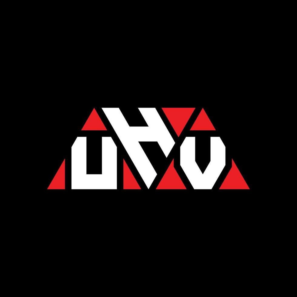 UHV triangle letter logo design with triangle shape. UHV triangle logo design monogram. UHV triangle vector logo template with red color. UHV triangular logo Simple, Elegant, and Luxurious Logo. UHV