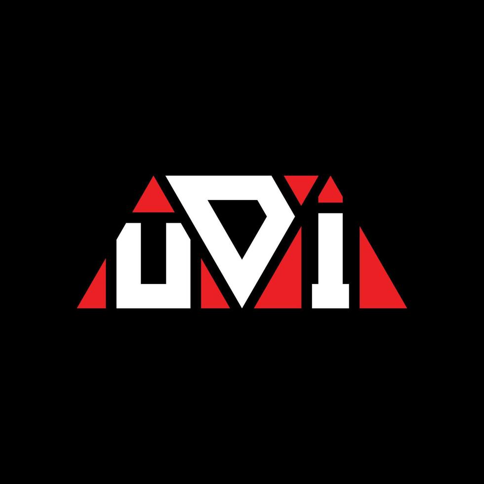 UDI triangle letter logo design with triangle shape. UDI triangle logo design monogram. UDI triangle vector logo template with red color. UDI triangular logo Simple, Elegant, and Luxurious Logo. UDI