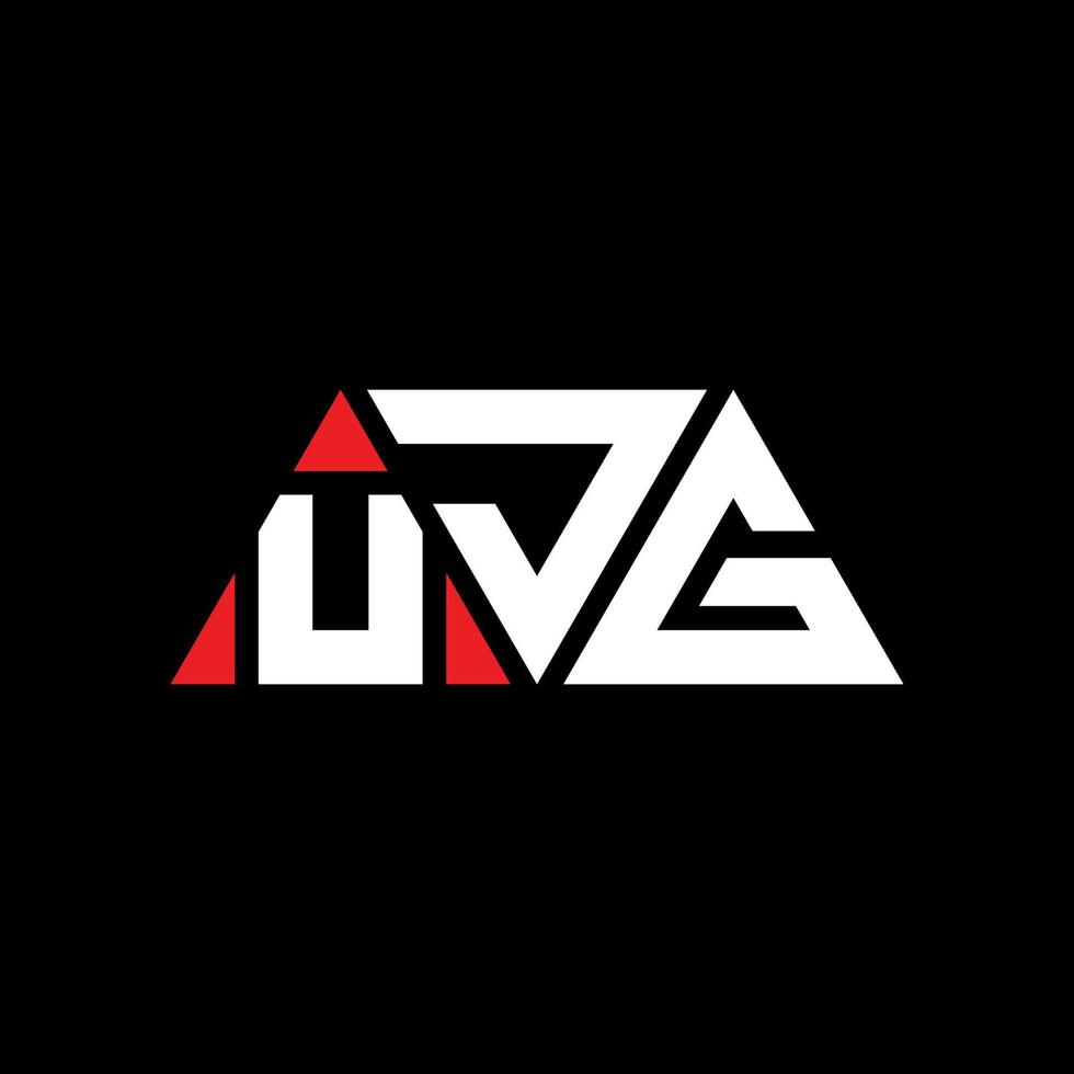 UJG triangle letter logo design with triangle shape. UJG triangle logo design monogram. UJG triangle vector logo template with red color. UJG triangular logo Simple, Elegant, and Luxurious Logo. UJG