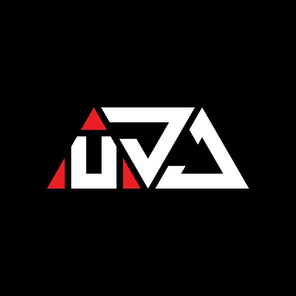 UJJ triangle letter logo design with triangle shape. UJJ triangle logo design monogram. UJJ triangle vector logo template with red color. UJJ triangular logo Simple, Elegant, and Luxurious Logo. UJJ