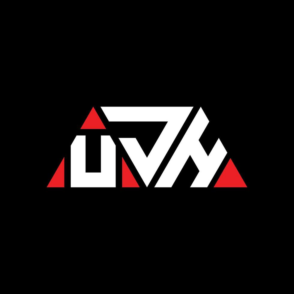 UJH triangle letter logo design with triangle shape. UJH triangle logo design monogram. UJH triangle vector logo template with red color. UJH triangular logo Simple, Elegant, and Luxurious Logo. UJH