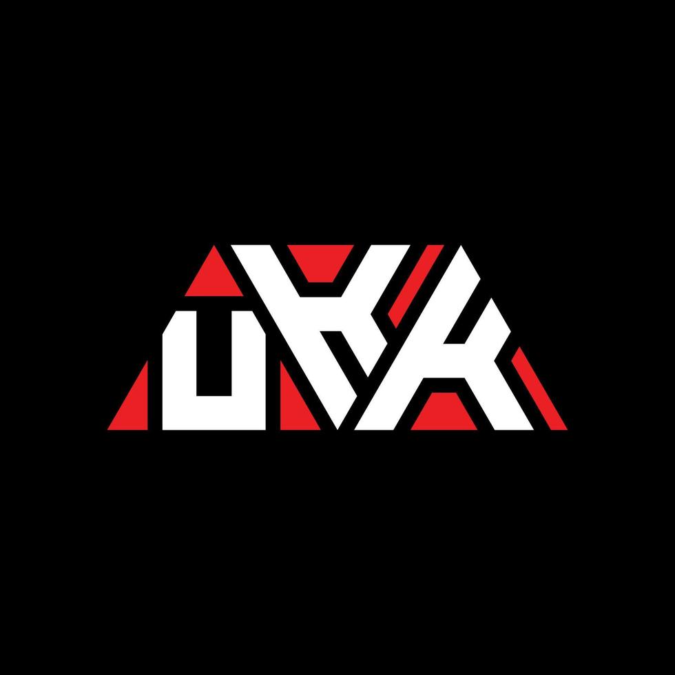 UKK triangle letter logo design with triangle shape. UKK triangle logo design monogram. UKK triangle vector logo template with red color. UKK triangular logo Simple, Elegant, and Luxurious Logo. UKK
