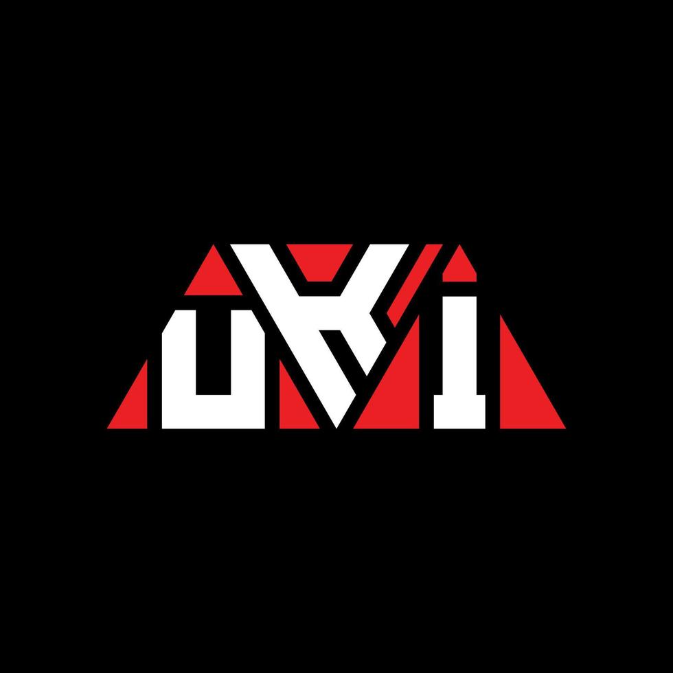 UKI triangle letter logo design with triangle shape. UKI triangle logo design monogram. UKI triangle vector logo template with red color. UKI triangular logo Simple, Elegant, and Luxurious Logo. UKI