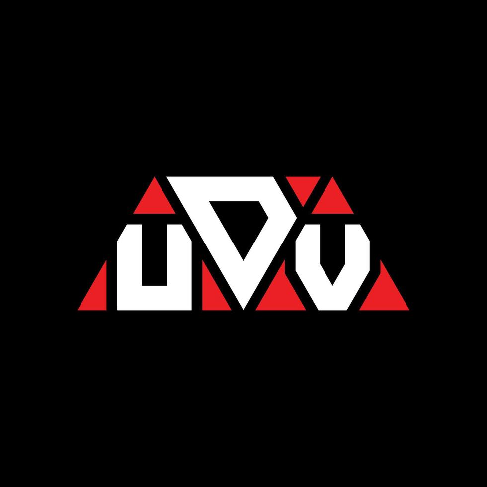 UDV triangle letter logo design with triangle shape. UDV triangle logo design monogram. UDV triangle vector logo template with red color. UDV triangular logo Simple, Elegant, and Luxurious Logo. UDV