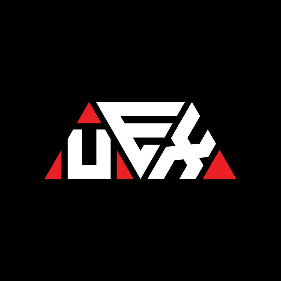 UEX triangle letter logo design with triangle shape. UEX triangle logo design monogram. UEX triangle vector logo template with red color. UEX triangular logo Simple, Elegant, and Luxurious Logo. UEX
