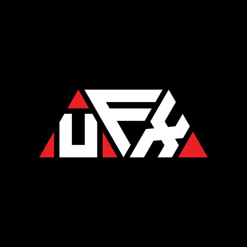 UFX triangle letter logo design with triangle shape. UFX triangle logo design monogram. UFX triangle vector logo template with red color. UFX triangular logo Simple, Elegant, and Luxurious Logo. UFX