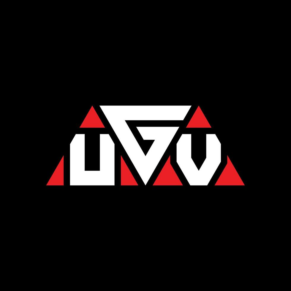 UGV triangle letter logo design with triangle shape. UGV triangle logo design monogram. UGV triangle vector logo template with red color. UGV triangular logo Simple, Elegant, and Luxurious Logo. UGV