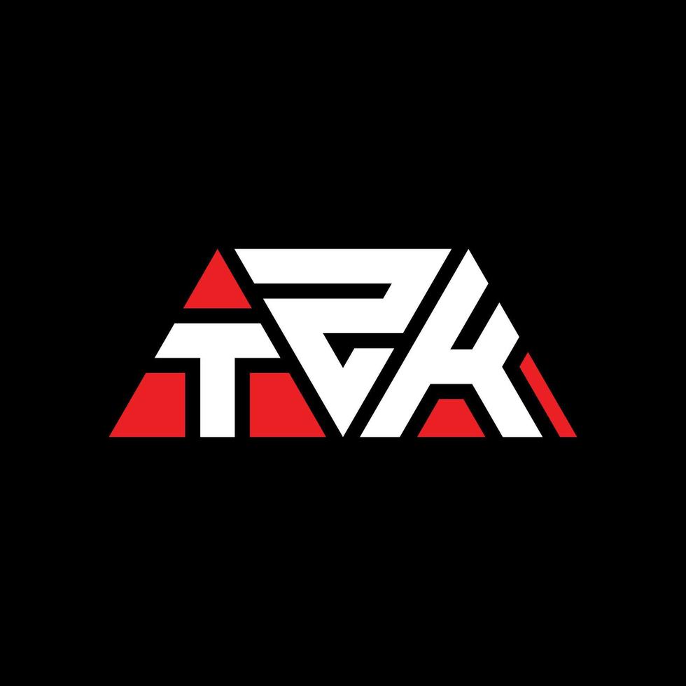 TZK triangle letter logo design with triangle shape. TZK triangle logo design monogram. TZK triangle vector logo template with red color. TZK triangular logo Simple, Elegant, and Luxurious Logo. TZK