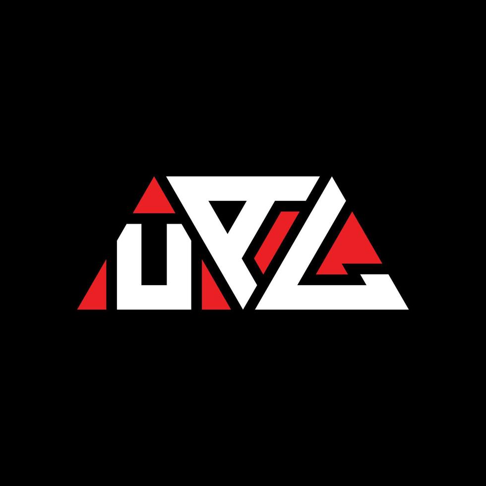 UAL triangle letter logo design with triangle shape. UAL triangle logo design monogram. UAL triangle vector logo template with red color. UAL triangular logo Simple, Elegant, and Luxurious Logo. UAL