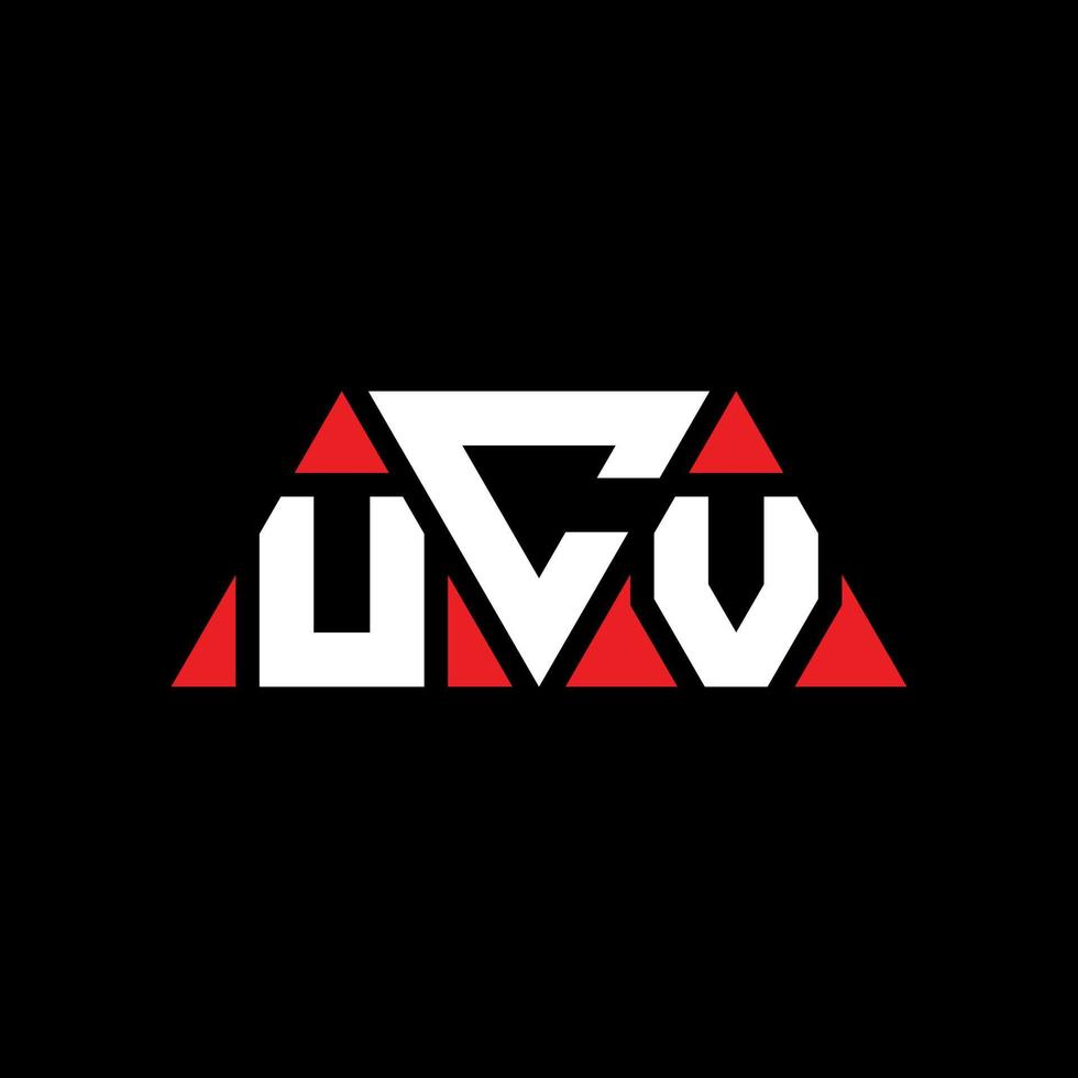 UCV triangle letter logo design with triangle shape. UCV triangle logo design monogram. UCV triangle vector logo template with red color. UCV triangular logo Simple, Elegant, and Luxurious Logo. UCV