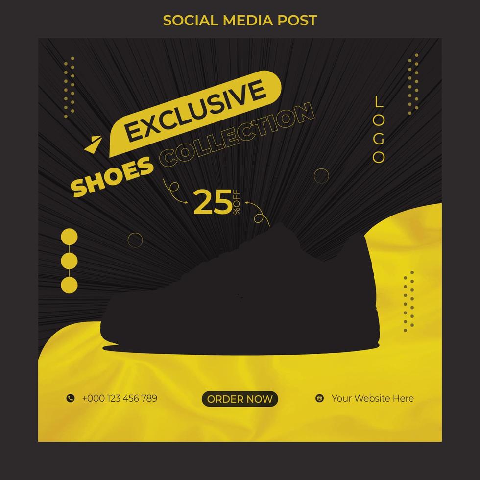 Plantilla de diseño de banner y publicación en redes sociales de productos de marca de zapatos de moda deportiva moderna. vector