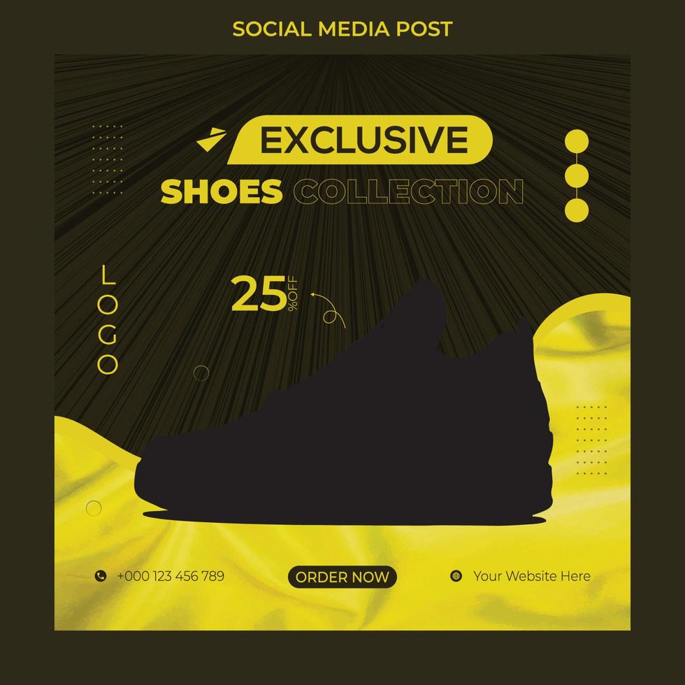 Modern sport fashion shoes brand product social media post and banner design template. vector