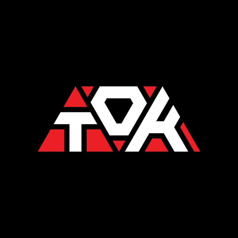 diseño de logotipo de letra de triángulo tok con forma de triángulo. monograma de diseño de logotipo de triángulo tok. plantilla de logotipo de vector de triángulo tok con color rojo. logotipo triangular tok logotipo simple, elegante y lujoso. tok