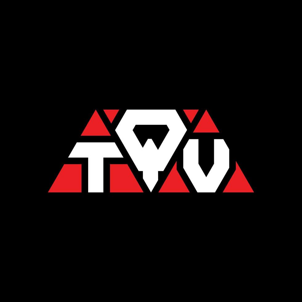 TQV triangle letter logo design with triangle shape. TQV triangle logo design monogram. TQV triangle vector logo template with red color. TQV triangular logo Simple, Elegant, and Luxurious Logo. TQV