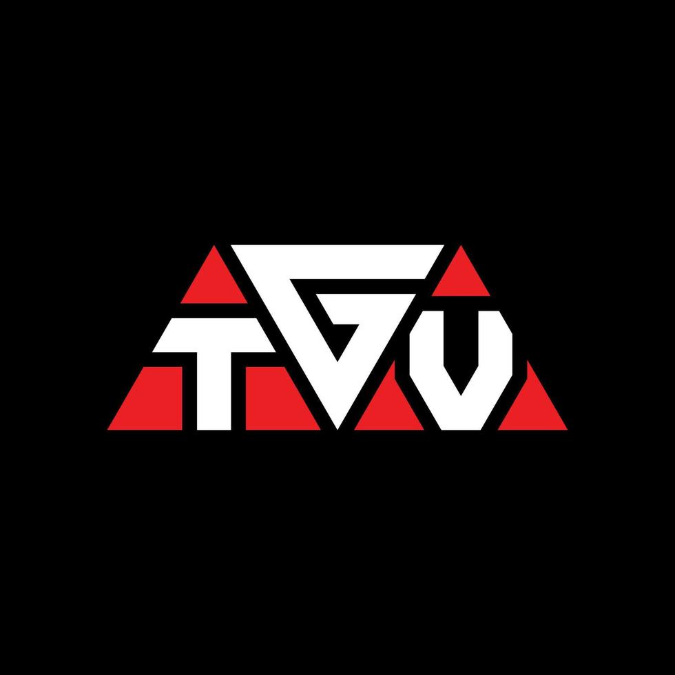 TGV triangle letter logo design with triangle shape. TGV triangle logo design monogram. TGV triangle vector logo template with red color. TGV triangular logo Simple, Elegant, and Luxurious Logo. TGV