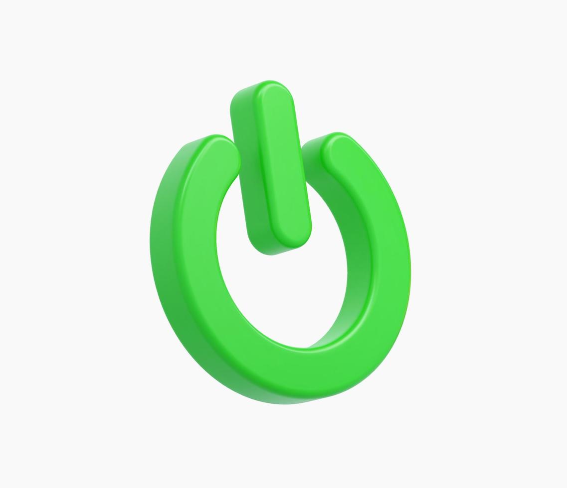 3d Realistic Power On green button vector illustration