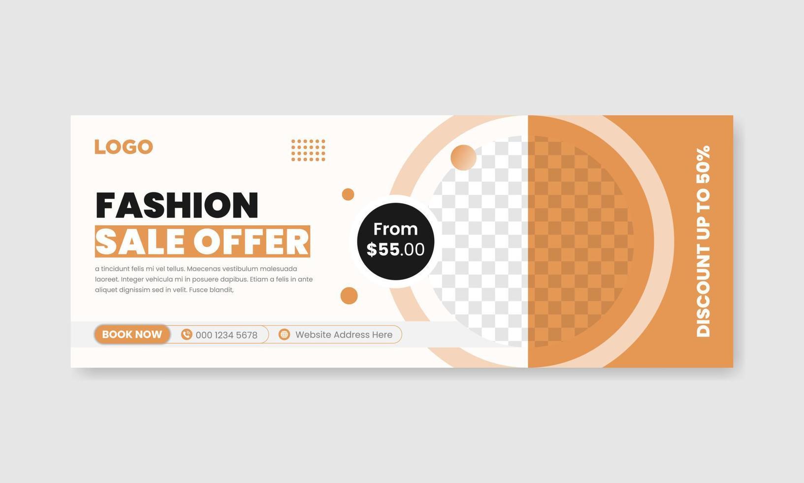 Fashion sale social media facebook cover design banner template, Web banner timeline template. vector