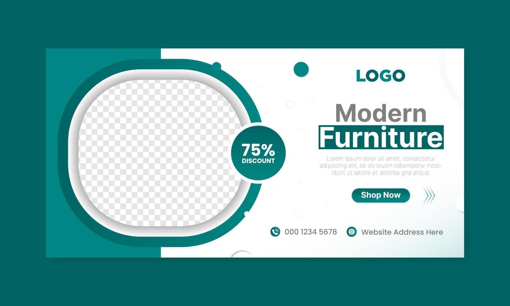 plantilla de banner web de muebles modernos, redes sociales y publicidad web. vector