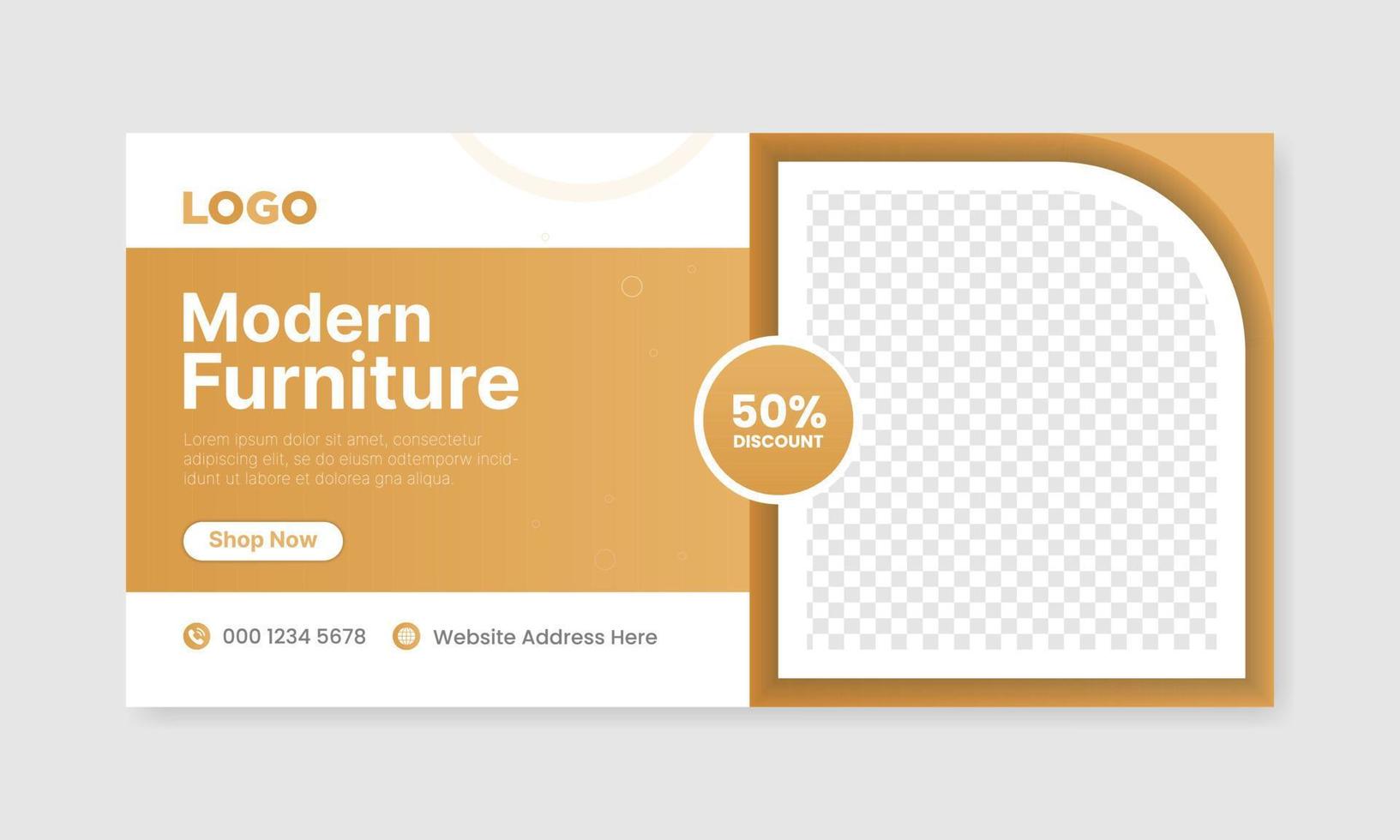 Modern furniture web banner template,social media and web advertising. vector