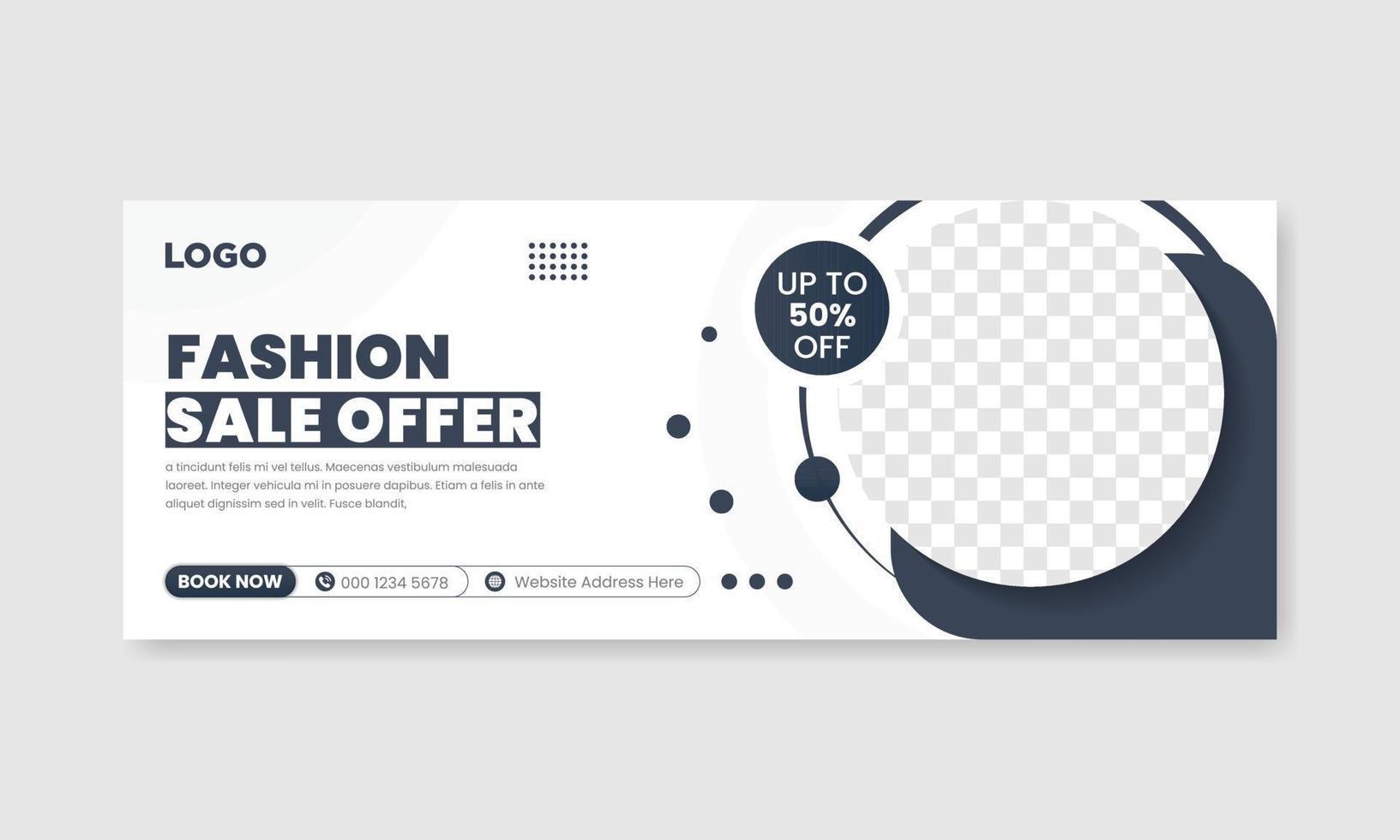 Fashion sale social media facebook cover design banner template, Web banner timeline template. vector