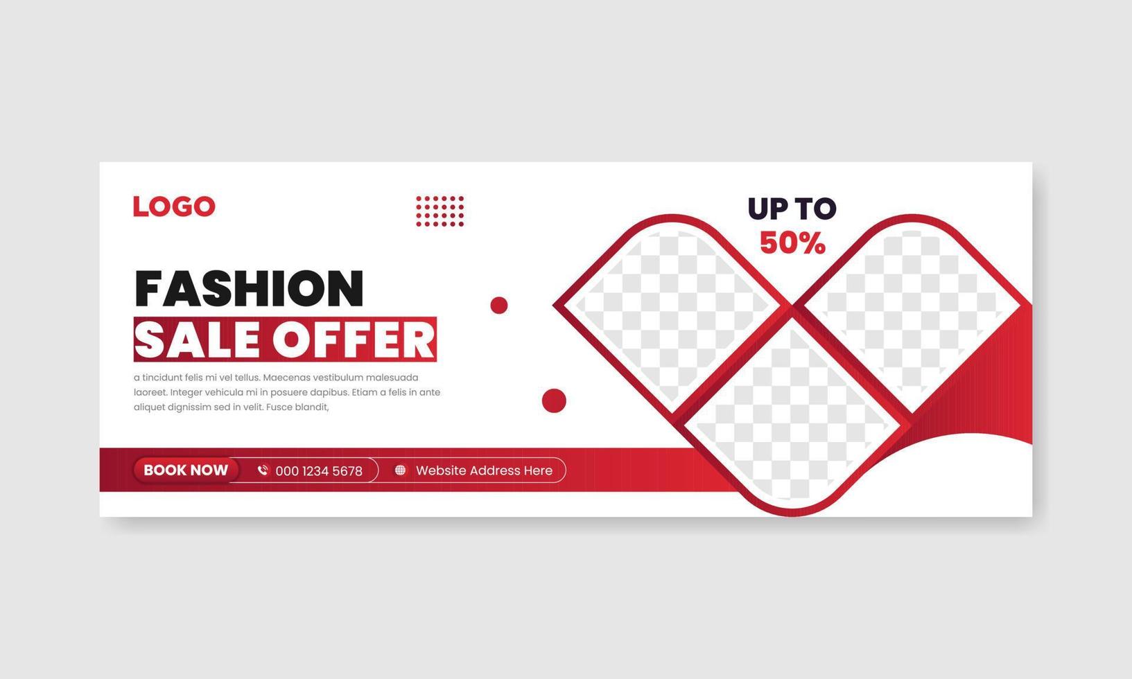 Fashion sale social media facebook cover design banner template, Web banner timeline template. vector