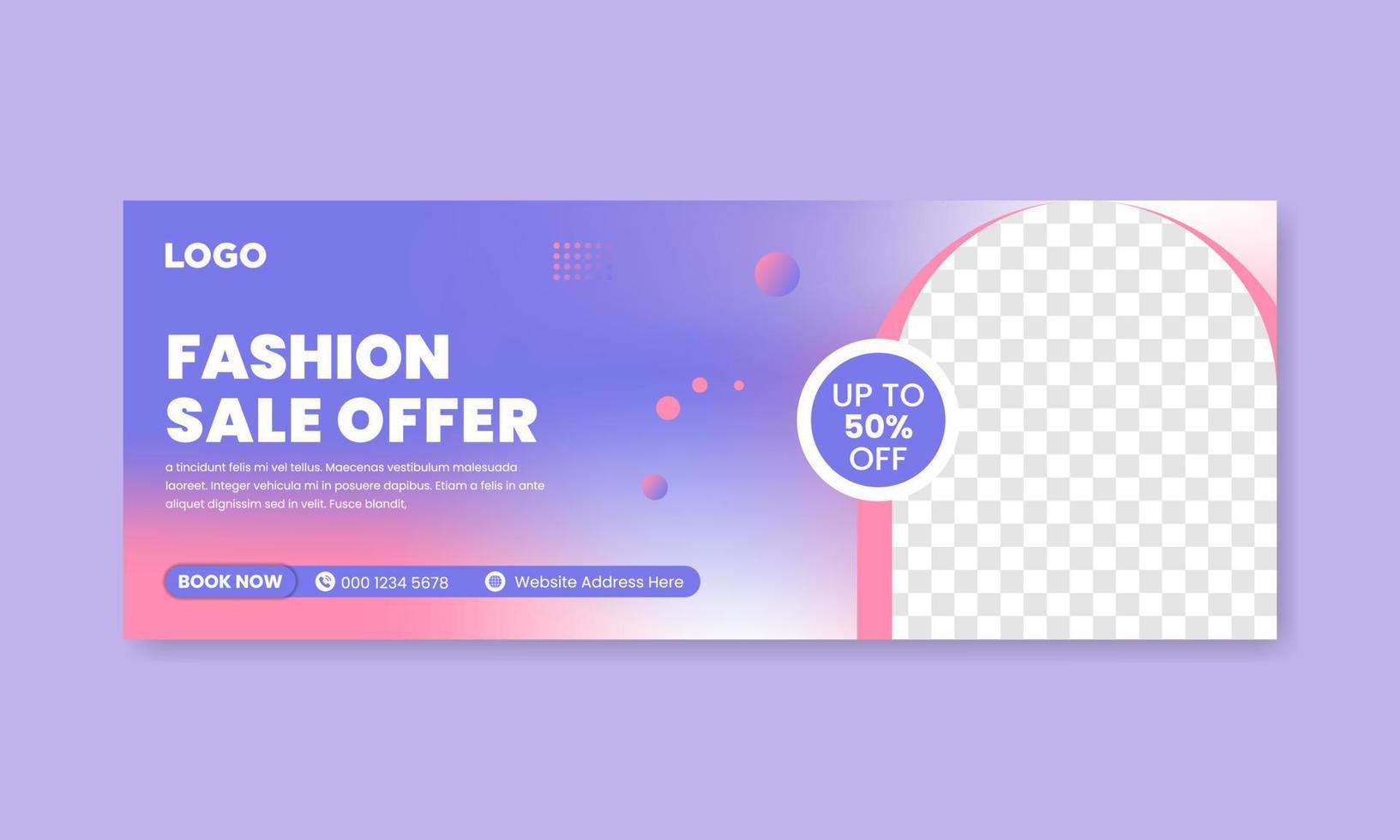 Fashion sale social media facebook cover design banner template, Web banner timeline template. vector