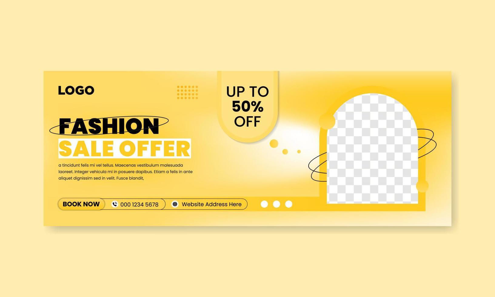 Fashion sale social media facebook cover design banner template, Web banner timeline template. vector