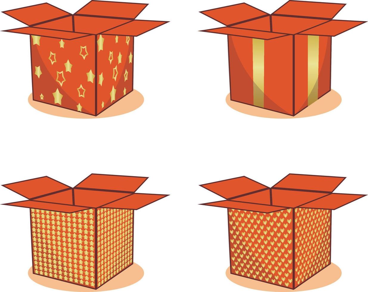 set of cardboard boxes with multiple colors vector
