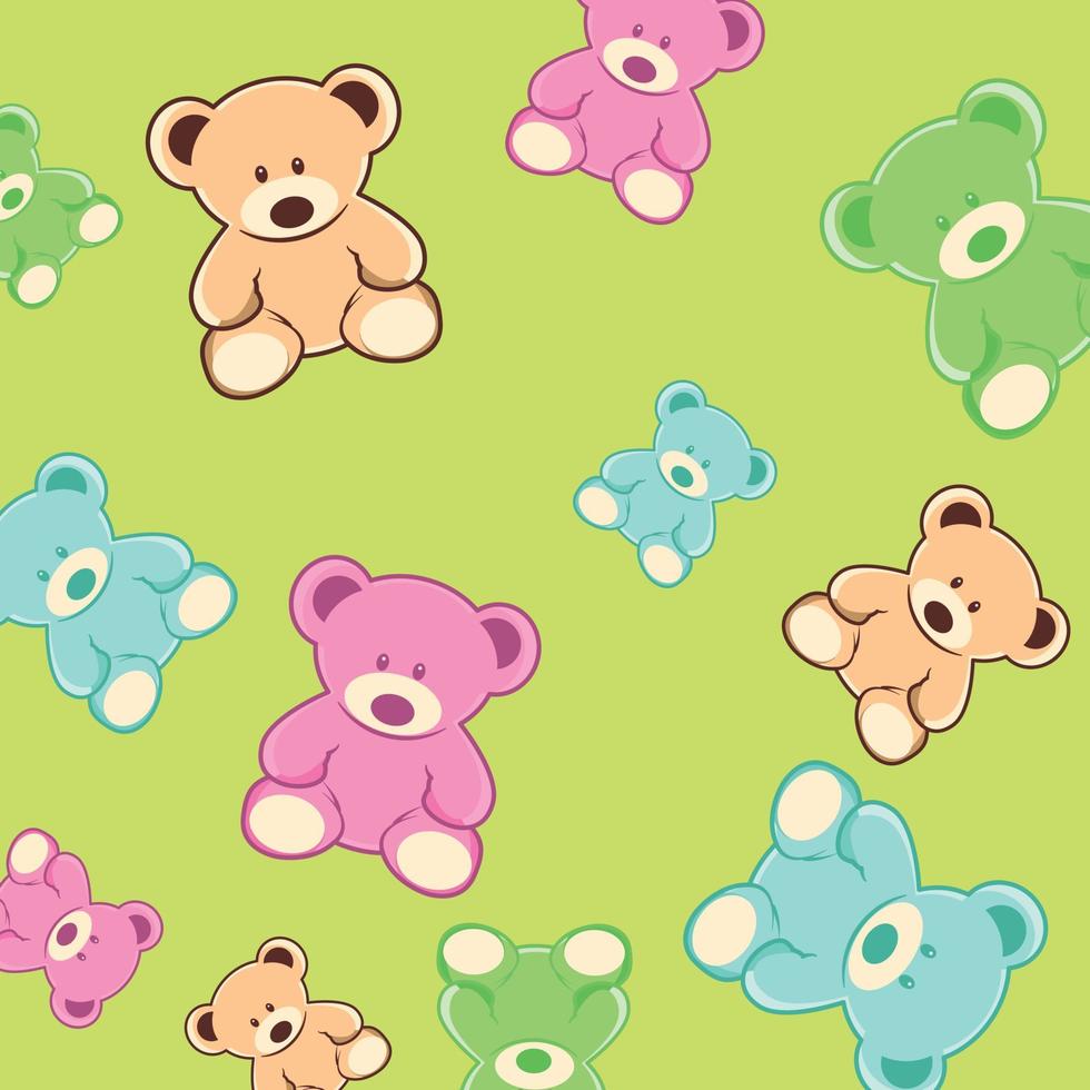 cute colorful teddy bears background vector