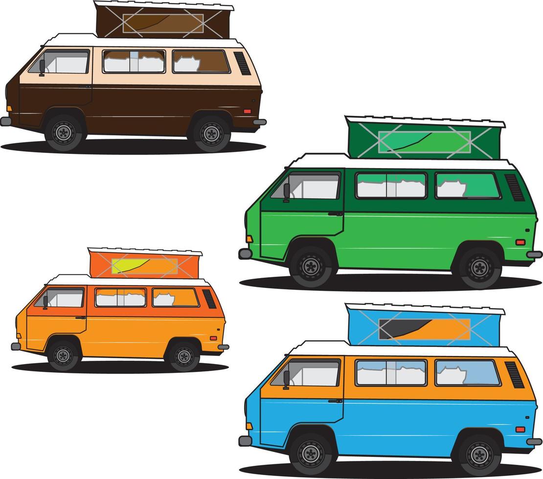 coches de viaje en diferentes colores vector