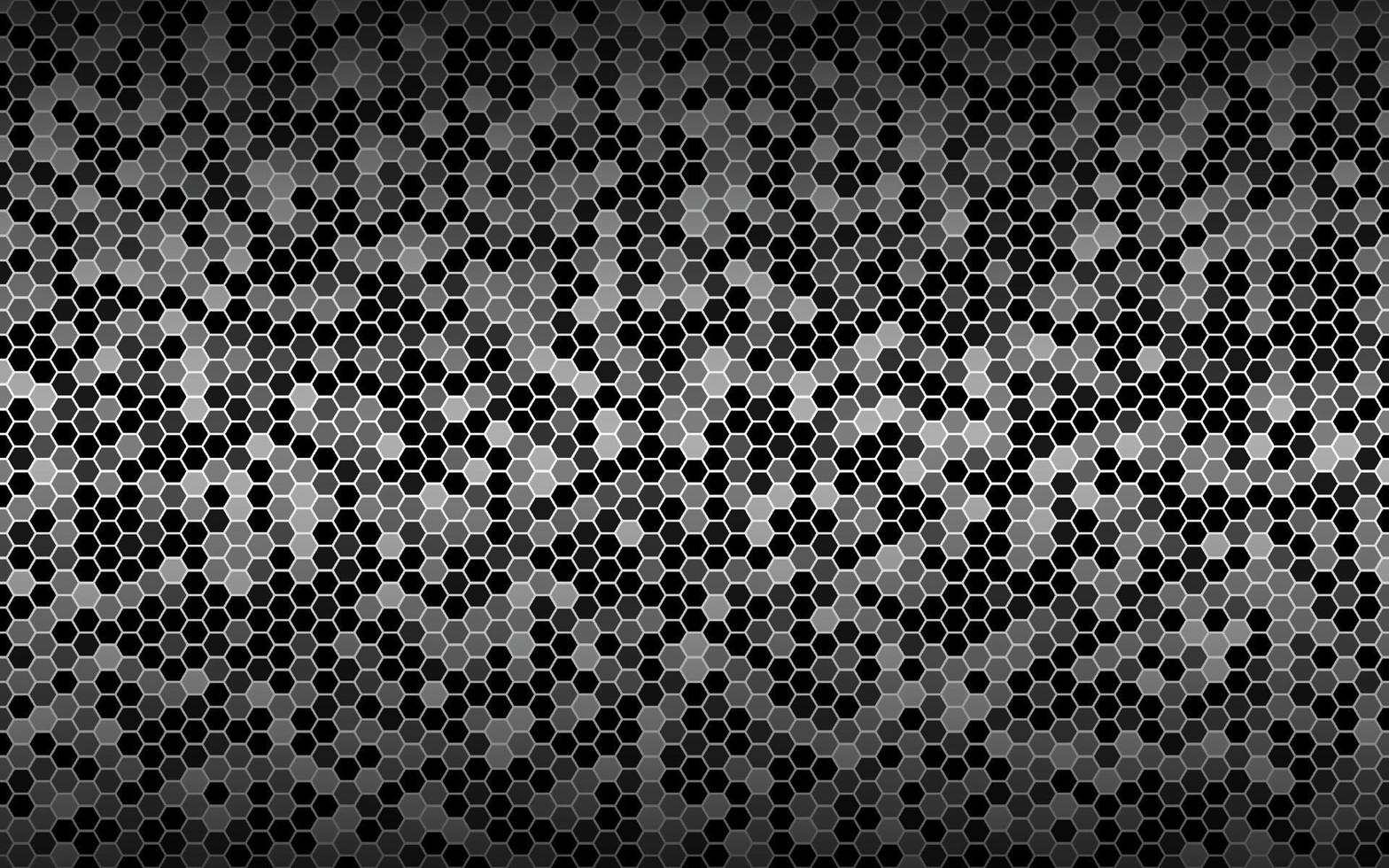 Black and white vector background with hexagonal mesh. Modern geometric texture. Simple design illustration