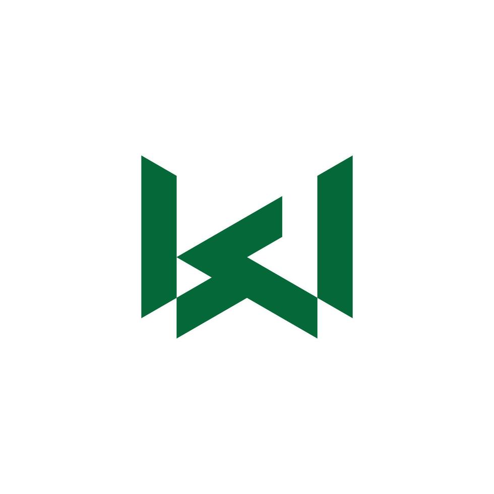 letter kw simple geometric line logo vector