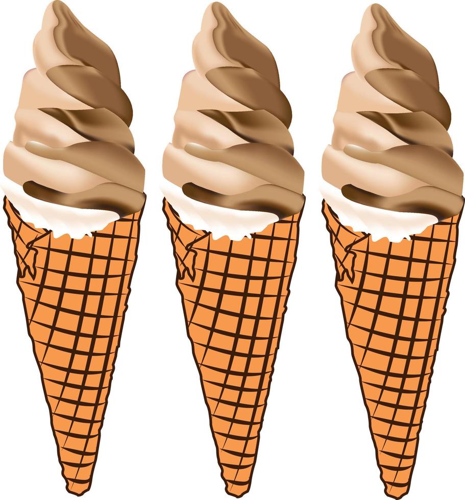 3 cone ice cream vector