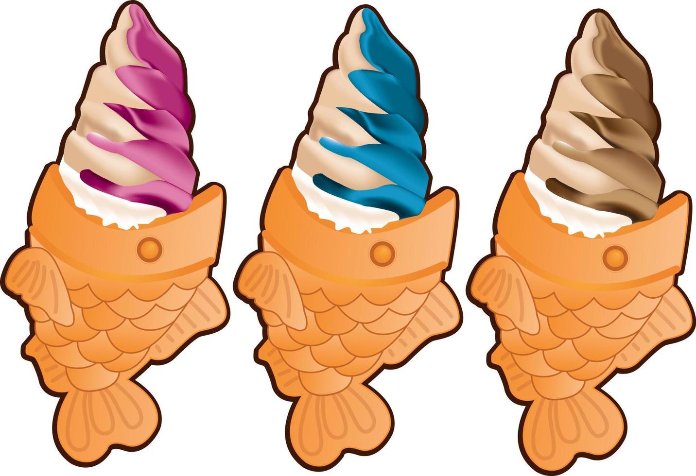 helado de cono en forma de pez vector