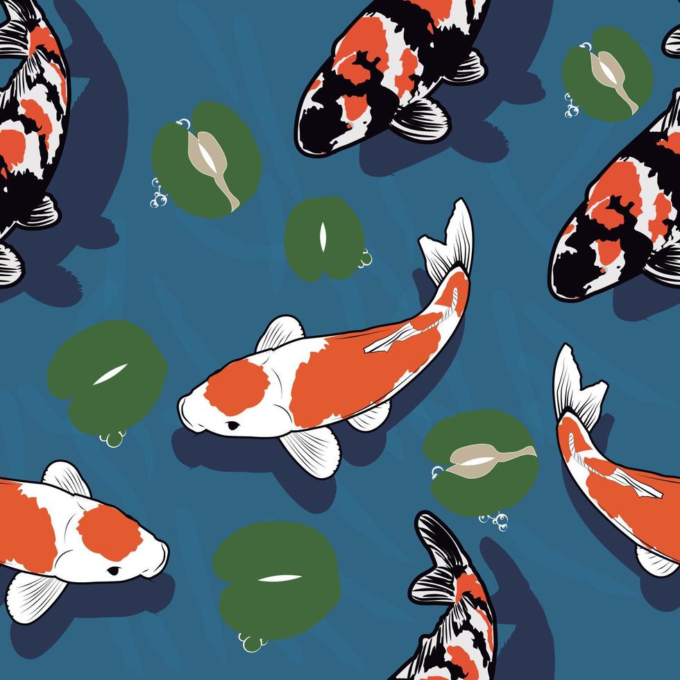 koifish seamless pattern vector