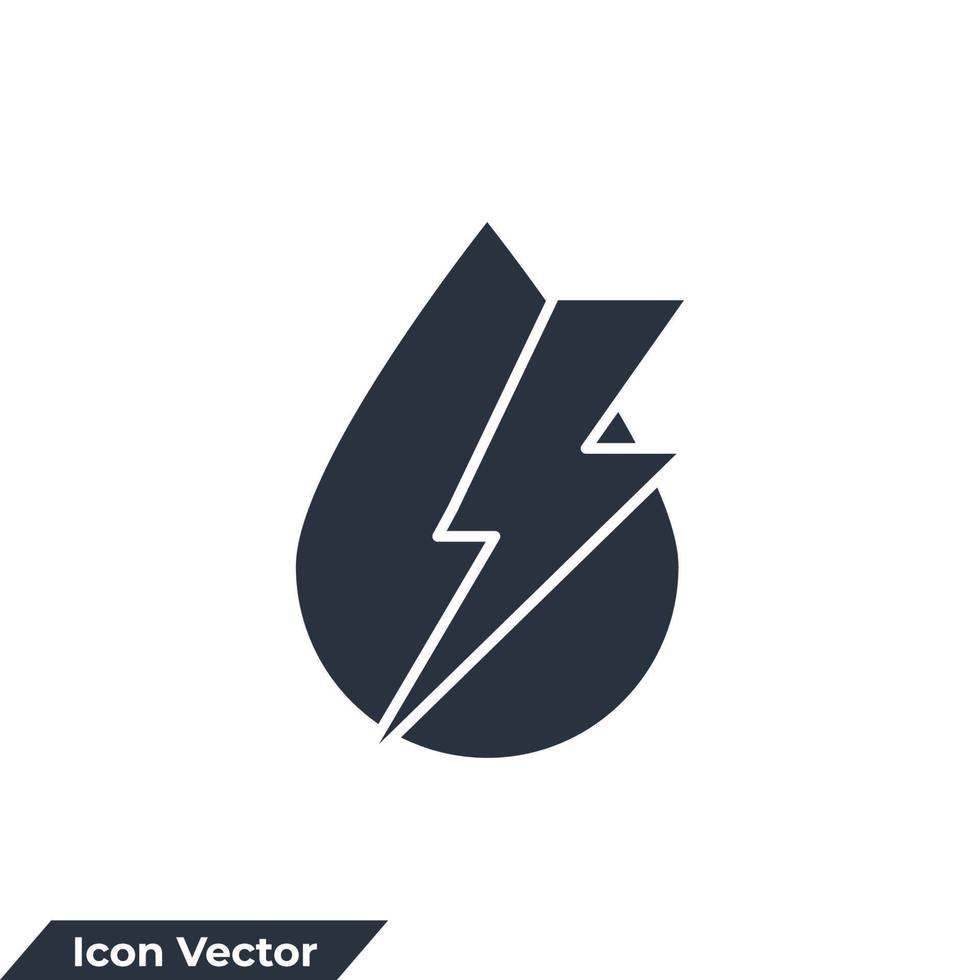 Ilustración de vector de logotipo de icono de energía hidroeléctrica. relámpago con plantilla de símbolo de gota de agua para la colección de diseño gráfico y web