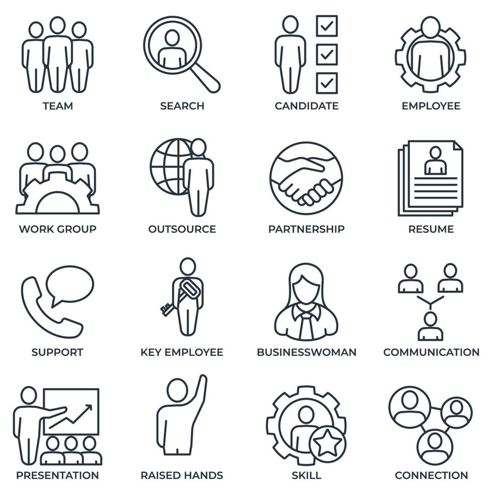 Set of business people icon logo vector illustration. team, resume, communication, presentation and more pack symbol template for graphic and web design collection