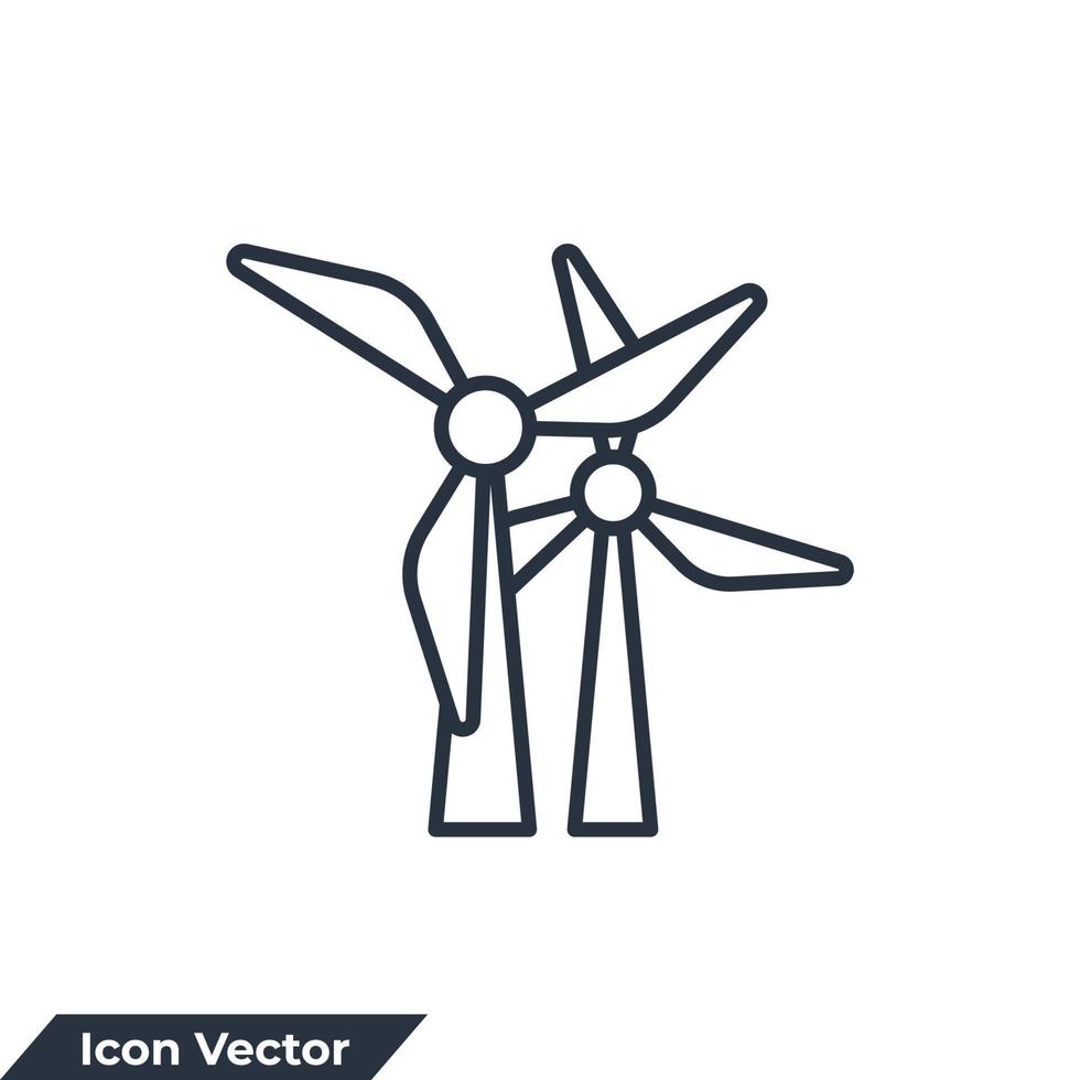 Ilustración de vector de logotipo de icono de turbina de viento. plantilla de símbolo de energía eólica para la colección de diseño gráfico y web