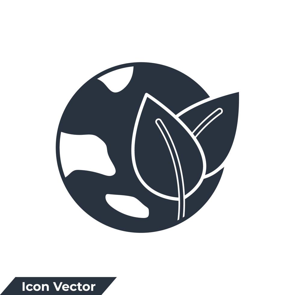 ilustración de vector de logotipo de icono de tierra verde. ecología, plantilla de símbolo de protección global de la naturaleza para la colección de diseño gráfico y web