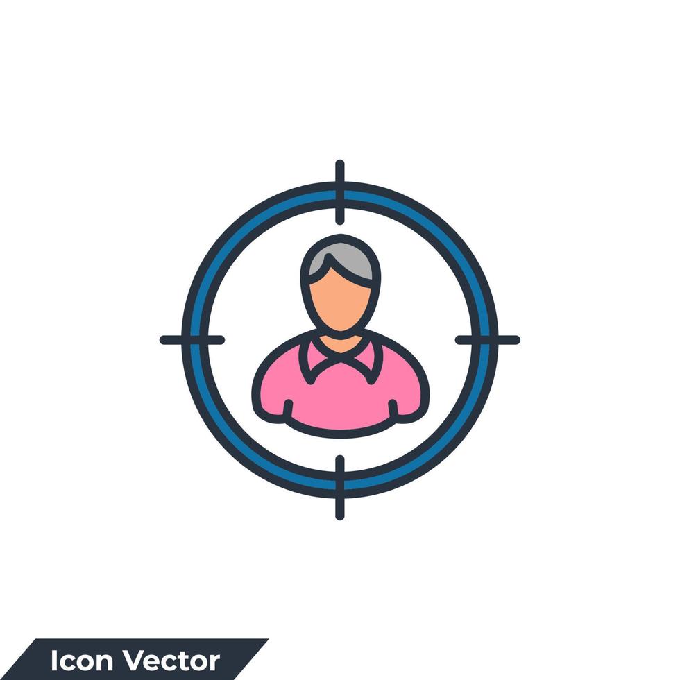 Ilustración de vector de logotipo de icono de caza de cabeza. plantilla de símbolo de personas objetivo para la colección de diseño gráfico y web