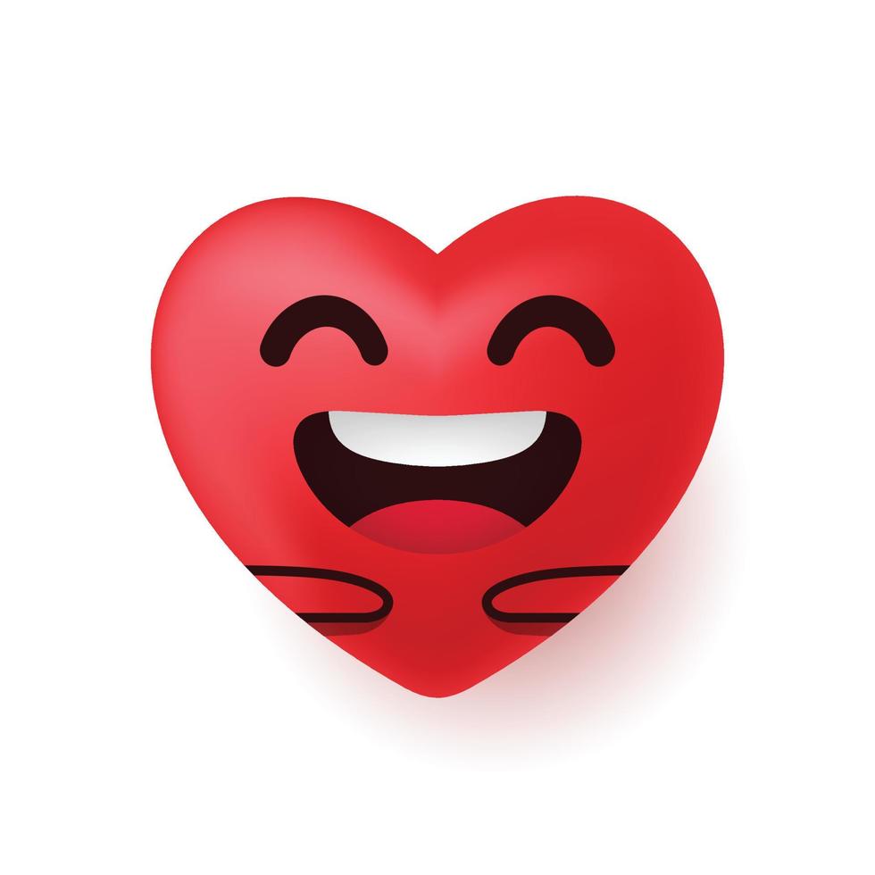 Cute happy heart character smiling with hand hugging. Happy Valentine's Day illustrations for feeling of love vector