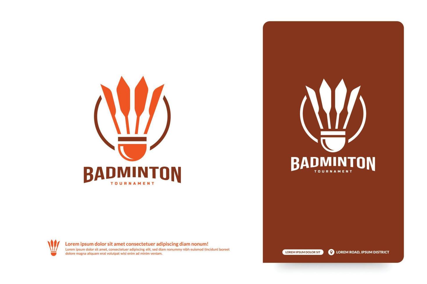 plantilla de logotipo del club de bádminton, concepto de logotipo de torneos de bádminton. identidad del equipo del club aislada en fondo blanco, ilustración de vector de diseño de símbolo de deporte abstracto