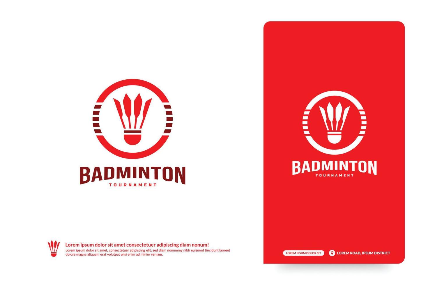 plantilla de logotipo del club de bádminton, concepto de logotipo de torneos de bádminton. identidad del equipo del club aislada en fondo blanco, ilustración de vector de diseño de símbolo de deporte abstracto