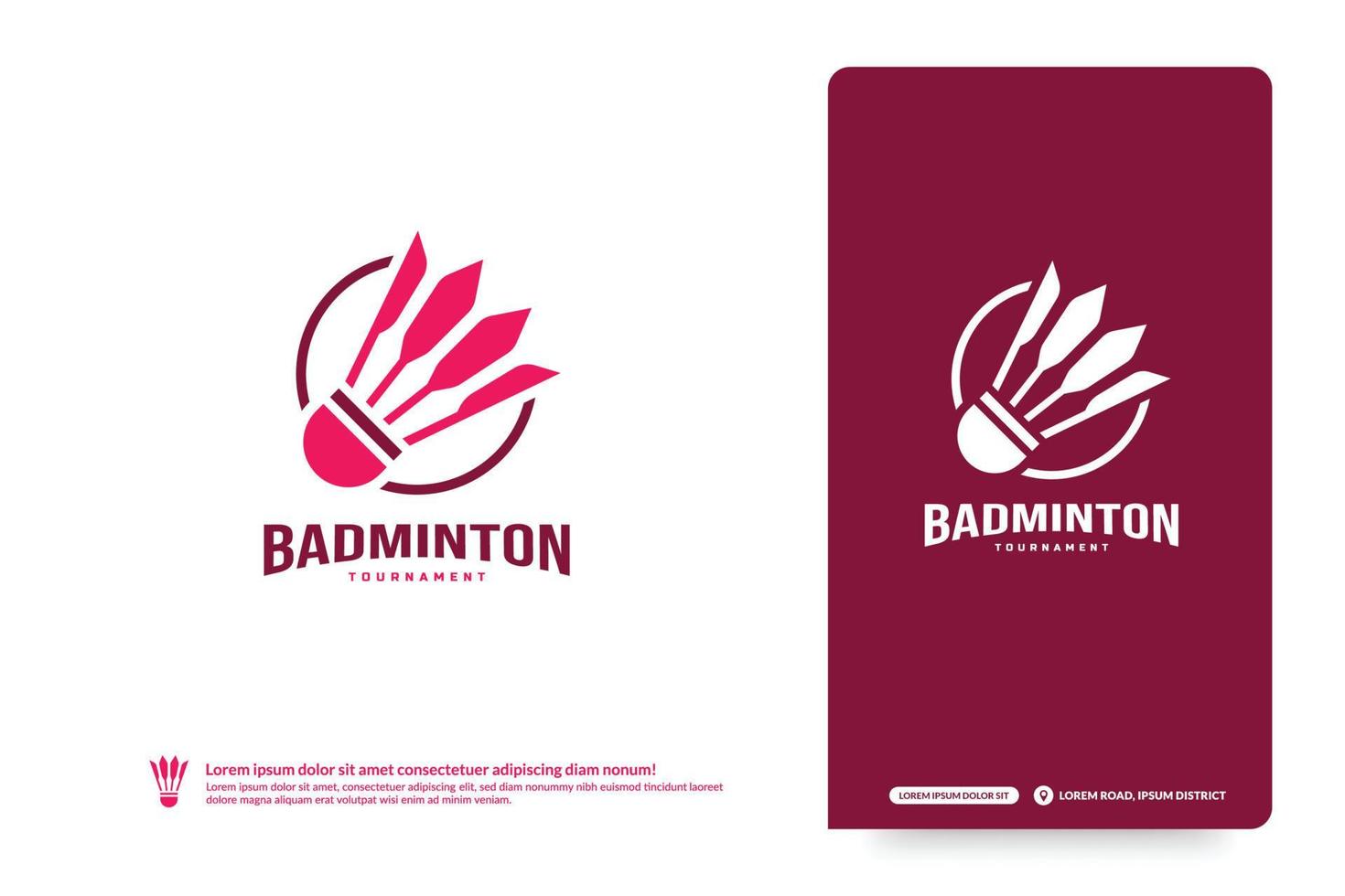 plantilla de logotipo del club de bádminton, concepto de logotipo de torneos de bádminton. identidad del equipo del club aislada en fondo blanco, ilustración de vector de diseño de símbolo de deporte abstracto