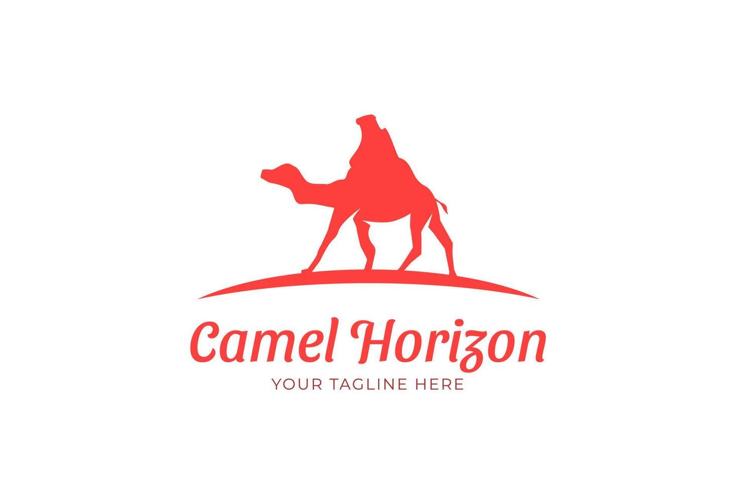 Camel horizon modern silhouette logo template vector