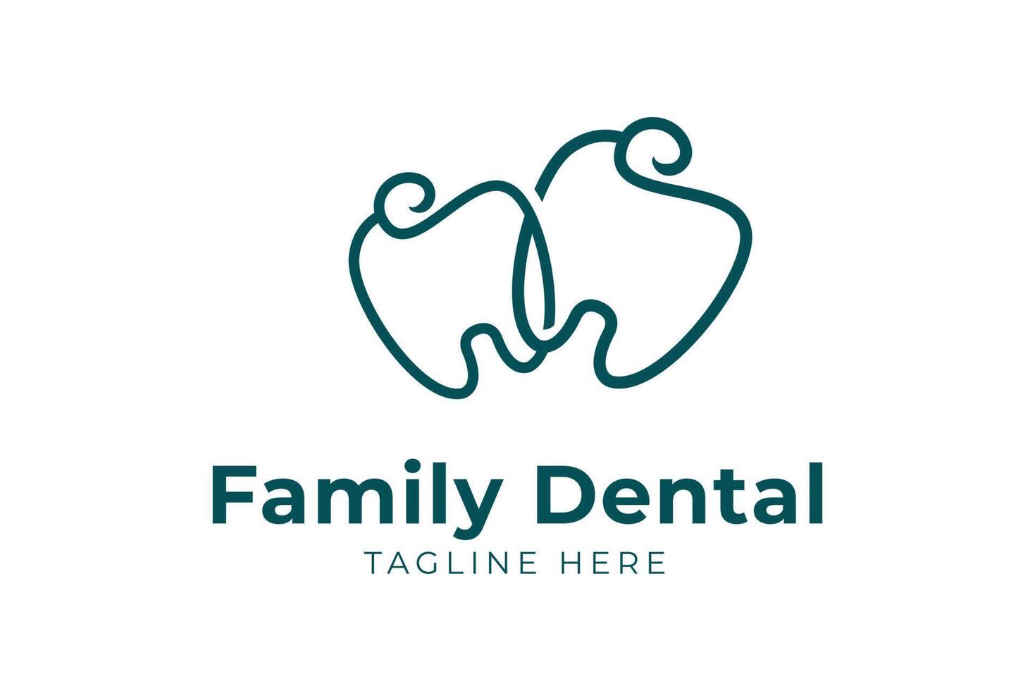 plantilla de logotipo dental familiar de línea mono moderna vector