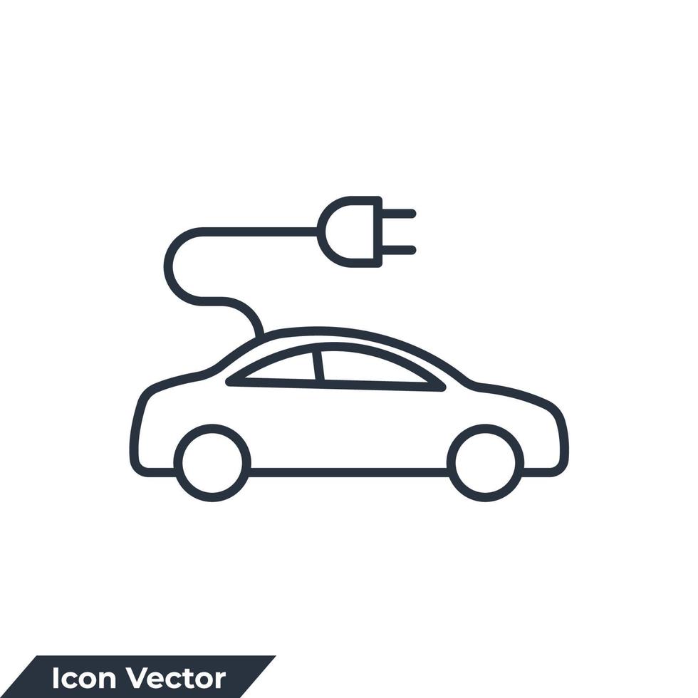 Ilustración de vector de logotipo de icono de coche eléctrico. plantilla de símbolo de cable de automóvil eléctrico para la colección de diseño gráfico y web