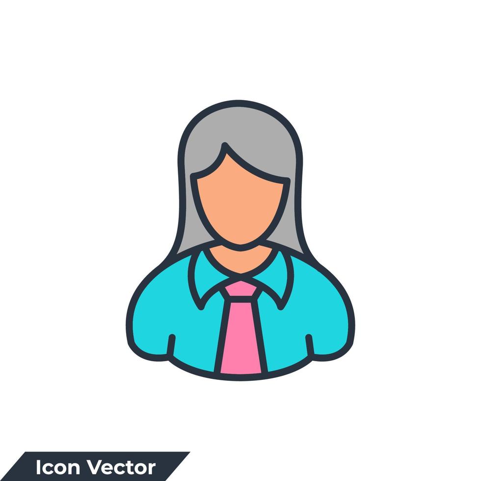 ilustración de vector de logotipo de icono de mujer de negocios. plantilla de símbolo femenino de avatar para la colección de diseño gráfico y web